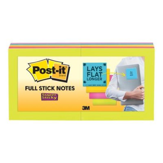 Post-it Super Sticky Full Adhesive Notes F330-12SSAU 76x76mm Rio, Pack of 12