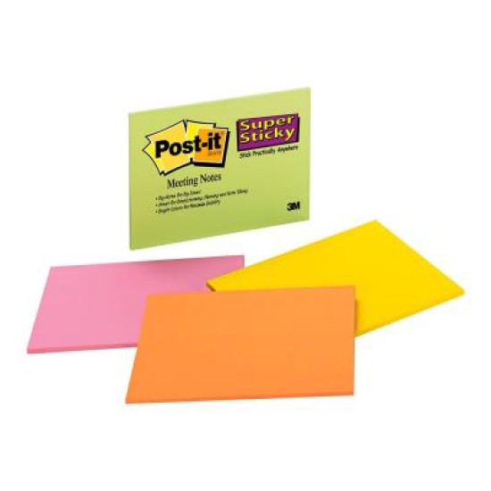Post-it Super Sticky Lined Notes 660-SS 101x152mm Assorted Pad
