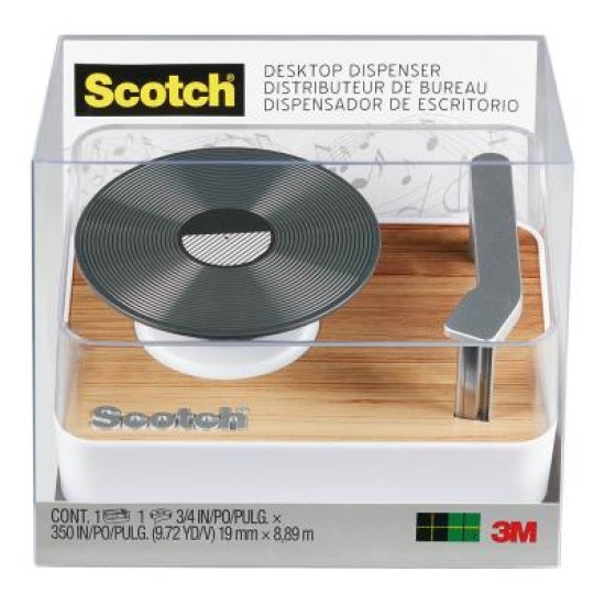 Scotch Tape Dispenser C45 Record Player with Magic Tape 19mm x 9m