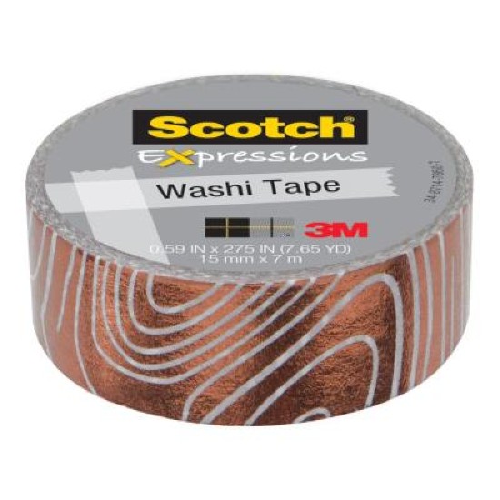 Scotch Expressions Foil Washi Tape C614-P1 15mm x 7m Swirl