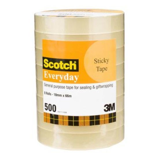 Scotch Everyday Tape 500 18mmx66m, Pack of 8