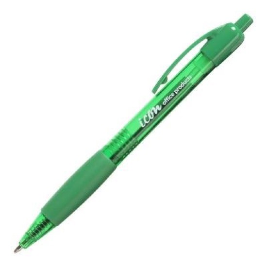 Icon Ballpoint Retractable Pen with Grip Green