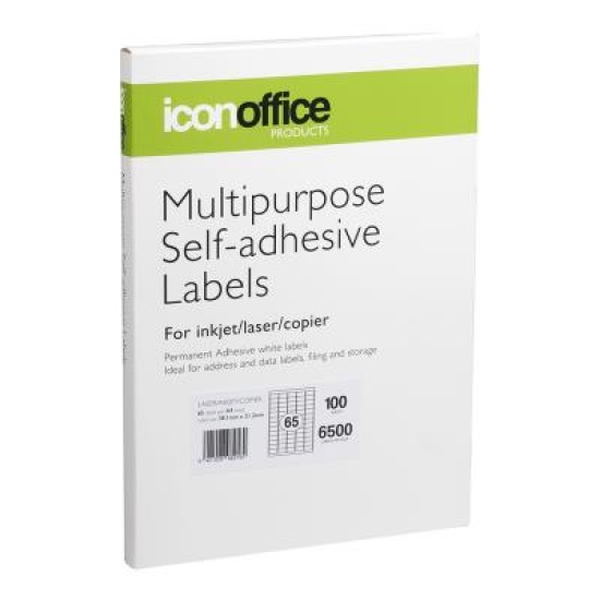 Icon Multipurpose Labels 65 Per Sheet 38.1x21.2mm, Pack of 100
