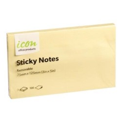 Icon Sticky Notes 75mm x 125mm Yellow