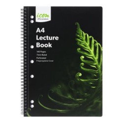 Icon Spiral Lecture Notebook A4 PP Cover Black 140 pg