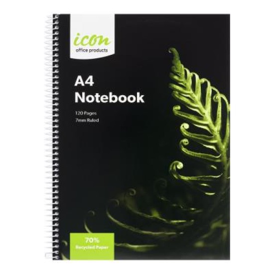 Icon Spiral Notebook A4 Soft cover 120 pg 70% Rec
