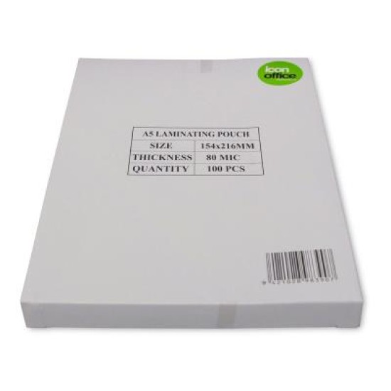 Icon Laminating Pouches A5 Gloss 80mic, Pack of 100