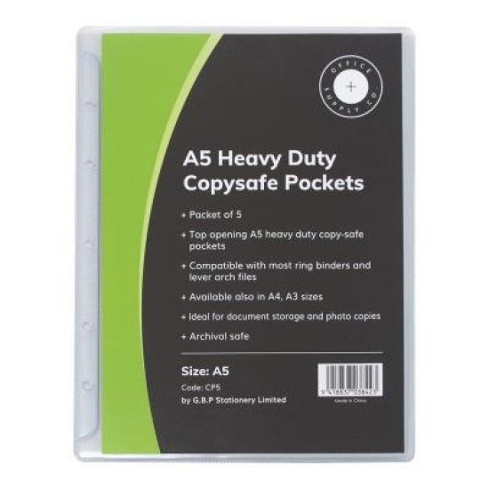 OSC Copysafe Pockets Heavy Duty A5, Pack of 5