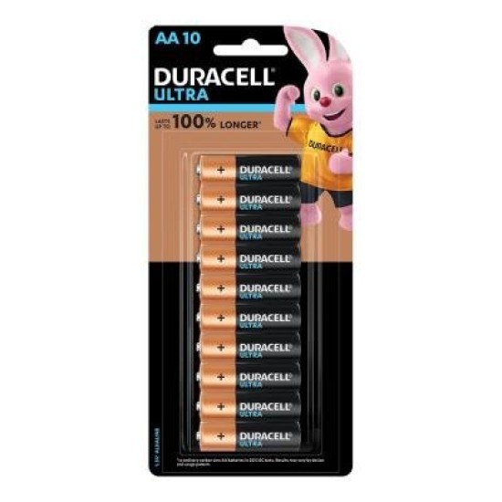 Duracell Ultra Alkaline AA Battery, Pack of 10