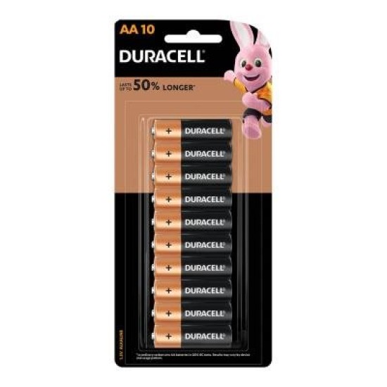 Duracell Coppertop Alkaline AA Battery, Pack of 10