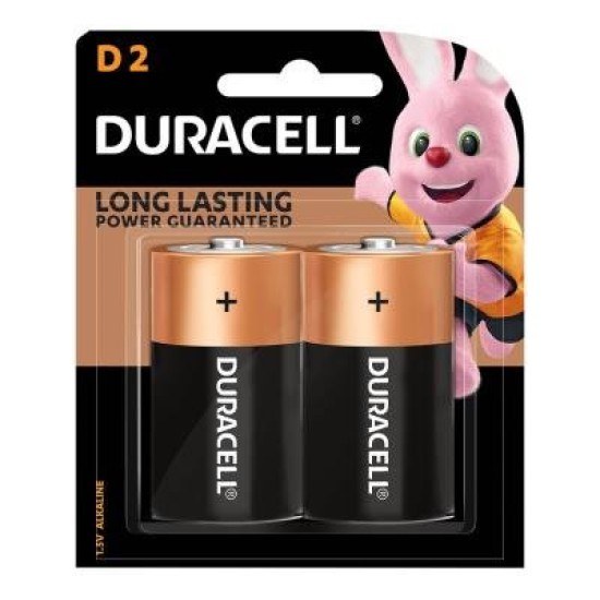 Duracell Coppertop Alkaline D Battery, Pack of 2