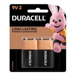 Duracell Coppertop Alkaline 9V Battery, Pack of 2