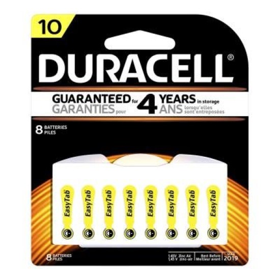 Duracell Hearing Aid 10 Battery, Pack of 8