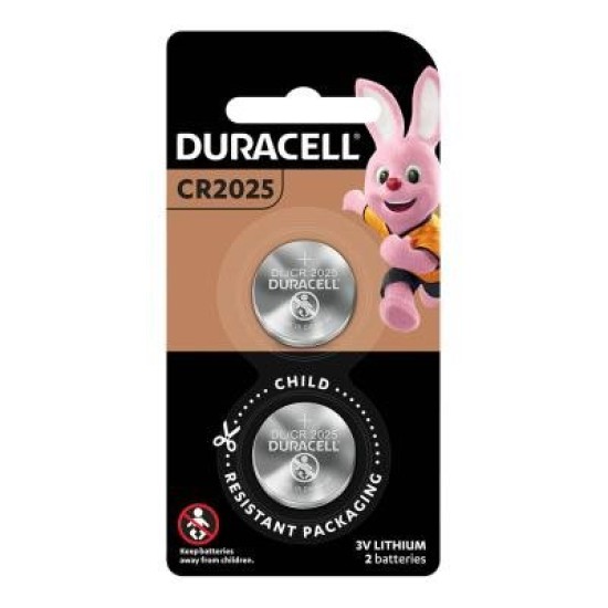 Duracell Lithium Coin CR2025 Battery, Pack of 2