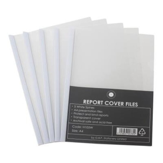 OSC Report Cover Clear A4 White Spine, Pack of 5