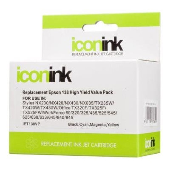 Icon Compatible Epson 138 BCMY Ink Value Pack