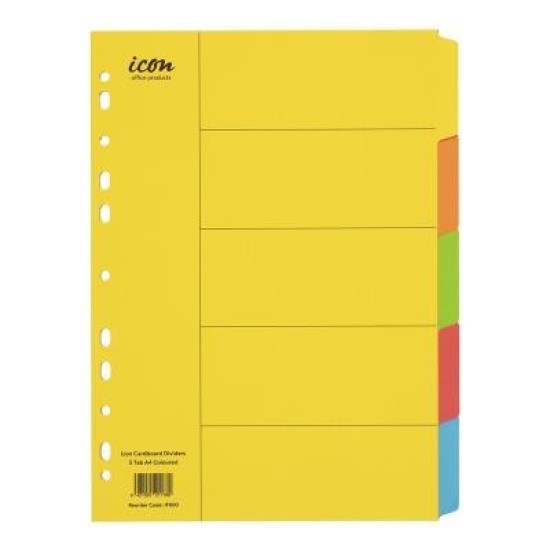 Icon Cardboard Dividers 5 Tab Coloured
