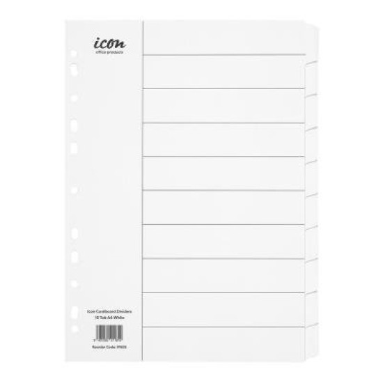 Icon Cardboard Dividers 10 Tab White