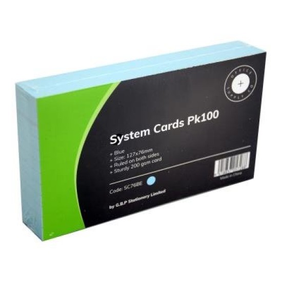 OSC System Cards 76x127mm Blue, Pack of 100