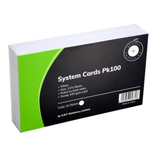 OSC System Cards 76x127mm White, Pack of 100