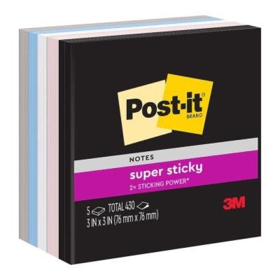 Post-it Super Sticky Notes 654-5SSNE 76x76mm Simply Serene, Pack of 5