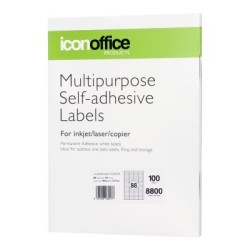 Icon Multipurpose Labels 88 Per Sheet 48x12.7mm, Pack of 100