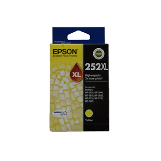 epson 252xl high capacity durabrite ultra yellow ink cartridge for wf-7610/7620