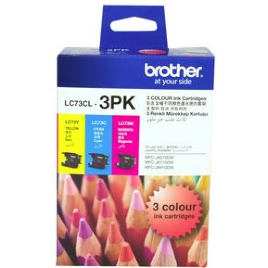 Brother ink cartridge lc73cl3pk cyan/magenta/yellow 600 pages 3/pack