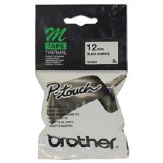 BROTHER TAPE PTOUCH MK231 12MM BLACK ON WHITE