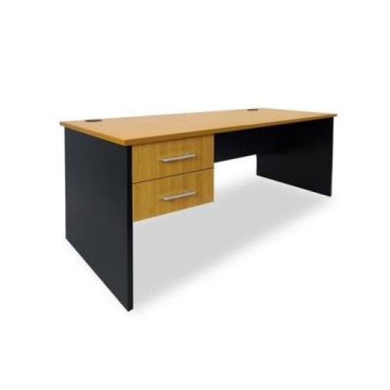 Delta 1500 Straight Desk with Drawers Beech/Charcoal