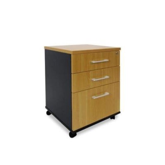 Delta 2-Drawer and File Mobile Storage Unit Beech/Charcoal