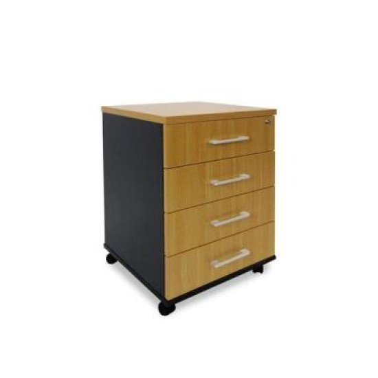 Delta 4-Drawer Mobile Storage Unit Beech/Charcoal