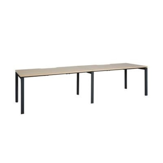 Novah 2-User Single-Sided Shared Desk – Black / Autumn Oak 1500w x 800d