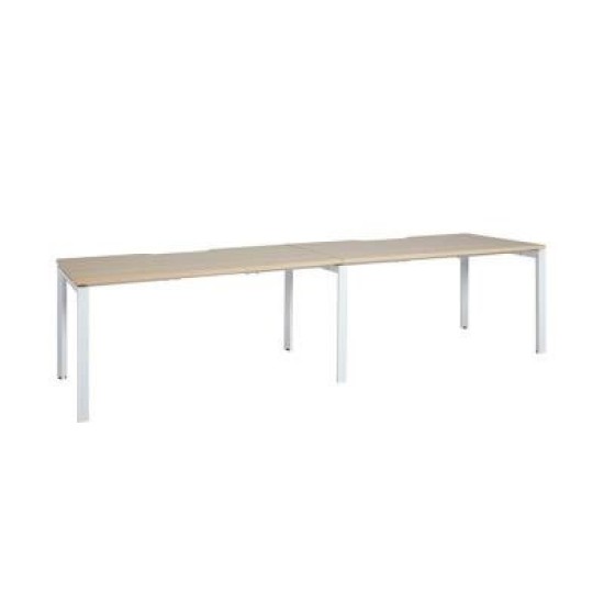 Novah 2-User Single-Sided Shared Desk – White / Autumn Oak 1500w x 800d
