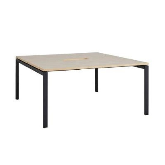 Novah 1500 Double-Sided Shared Desk – Black / Autumn Oak 2-User