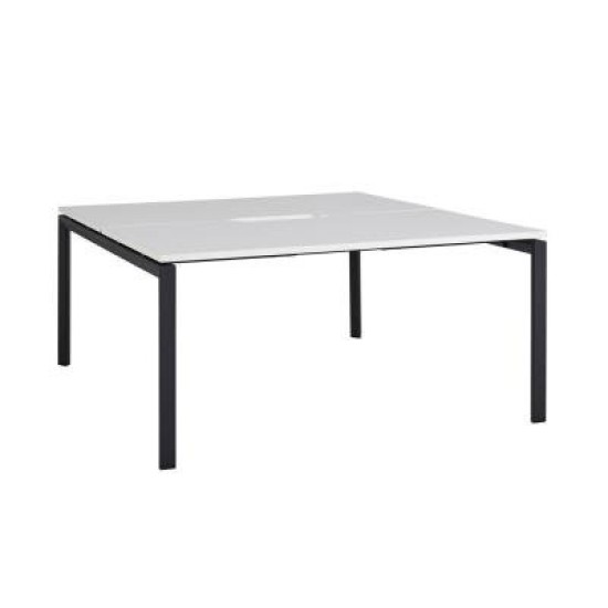 Novah 1600 Double-Sided Shared Desk – Black / White 2-User