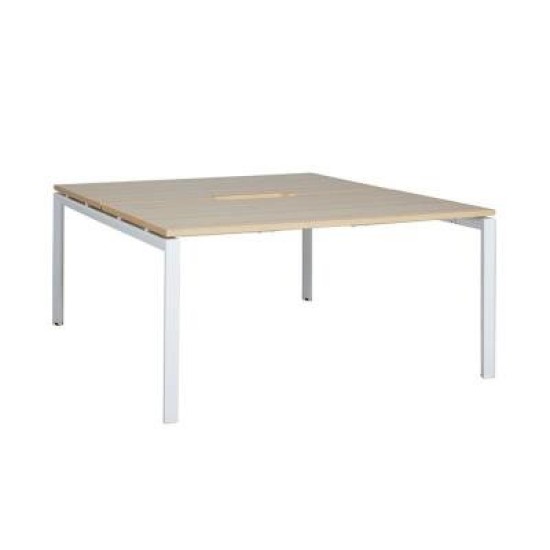 Novah 1500 Double-Sided Shared Desk – White / Autumn Oak 2-User