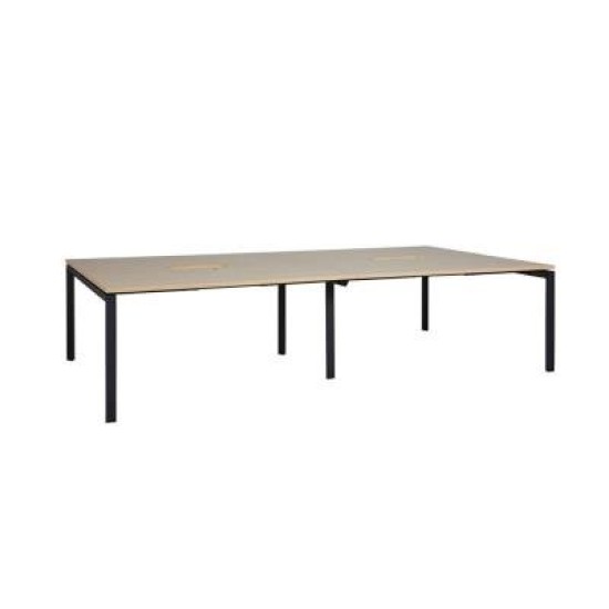 Novah 1600 Double-Sided Shared Desk – Black / Autumn Oak 4-User