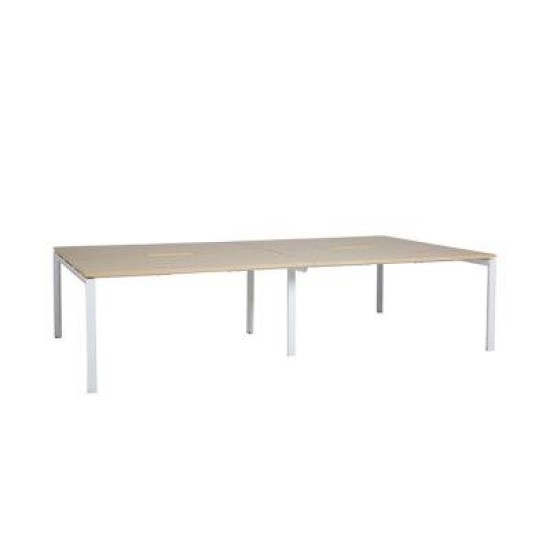 Novah 1500 Double-Sided Shared Desk – White / Autumn Oak 4-User
