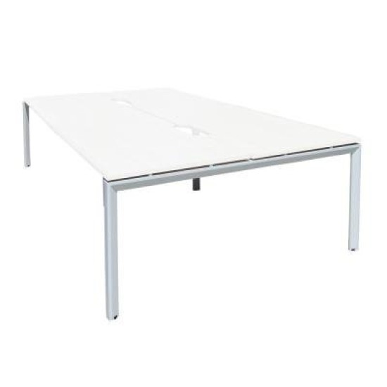 Novah 1500 Double-Sided Shared Desk – White / White 4-User