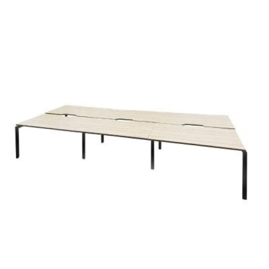 Novah 1800 Double-Sided Shared Desk – Black / Autumn Oak 6-User