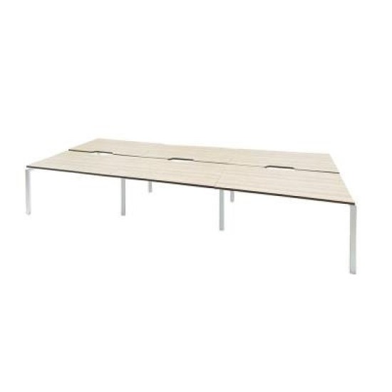 Novah 1500 Double-Sided Shared Desk – White / Autumn Oak 6-User
