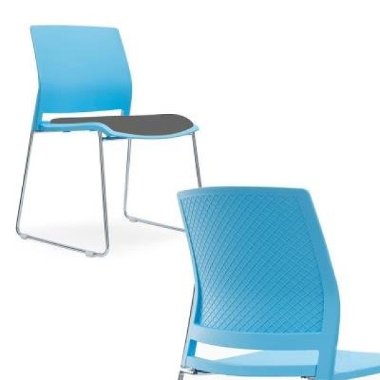 Soho Chair with Seat Pad Blue with PU Leather Seat Pad