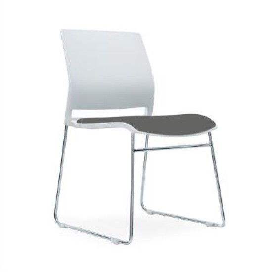 Soho Chair with Seat Pad White with PU Leather Seat Pad