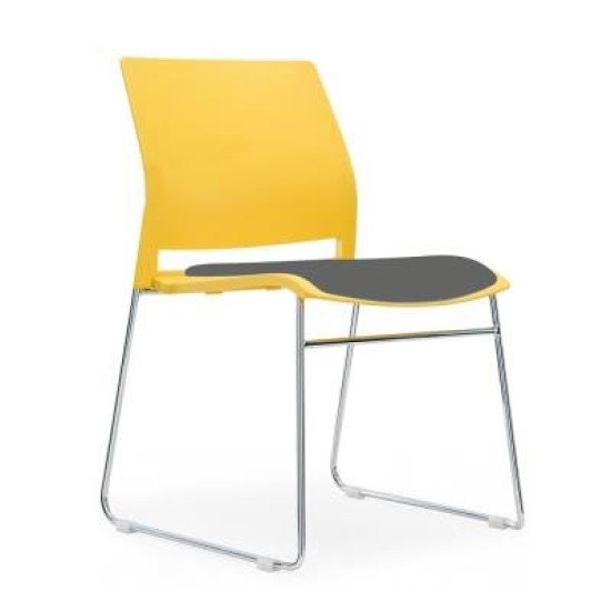 Soho Chair with Seat Pad Yellow with PU Leather Seat Pad