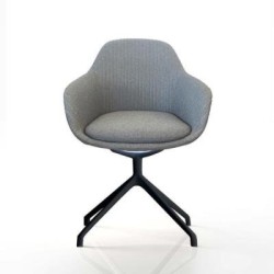 Ava Chair with Black Iron Base Grey